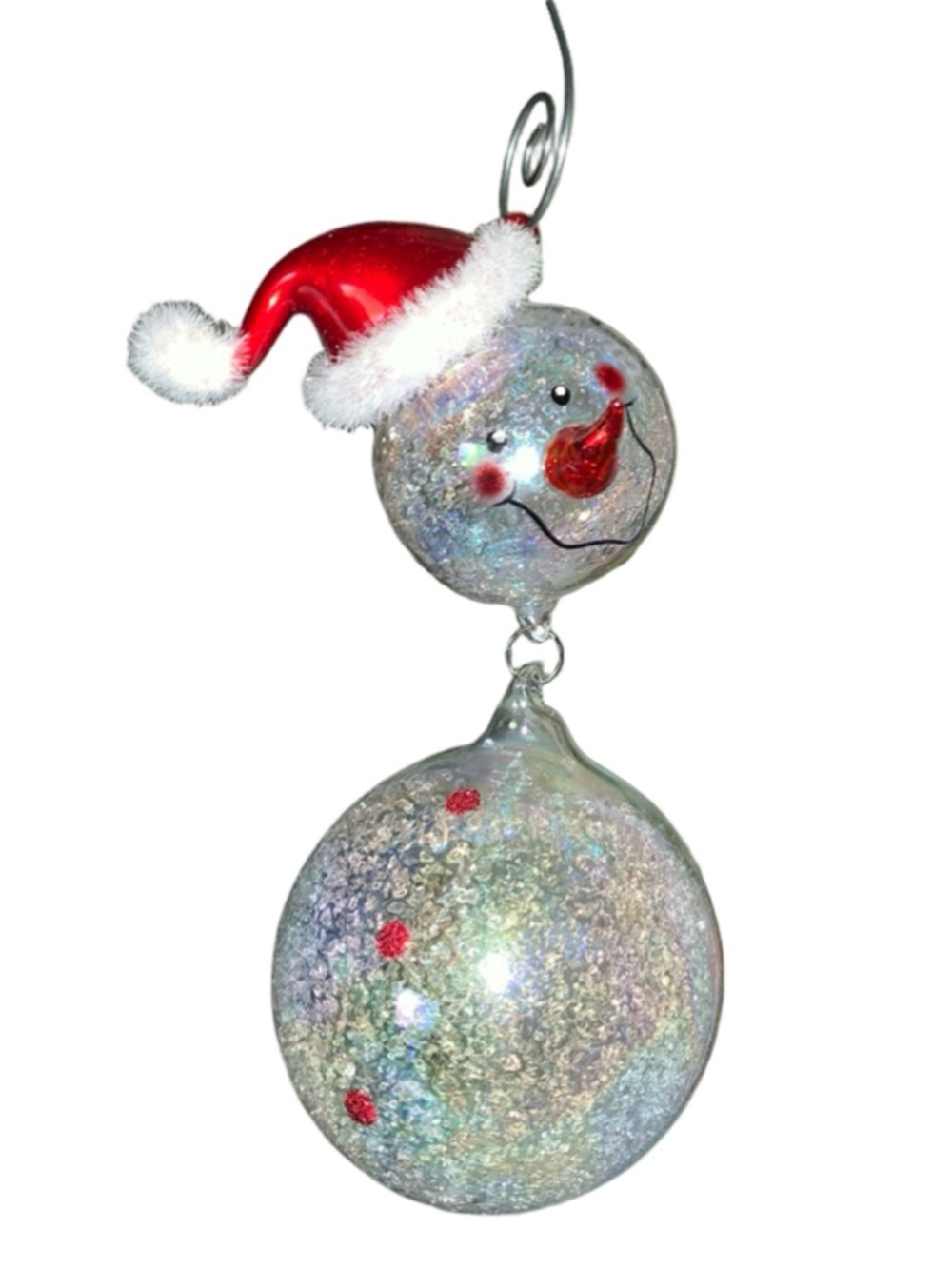 Blown glass snowman Christmas tree decoration